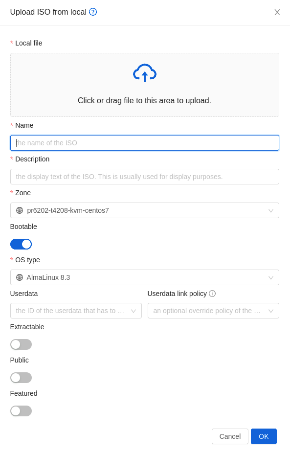 Upload ISO from local