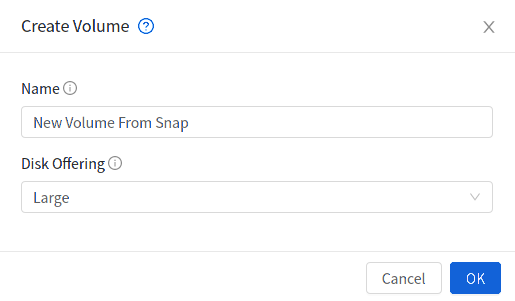 Offering is needed when creating a volume from the ROOT Volume Snapshot.